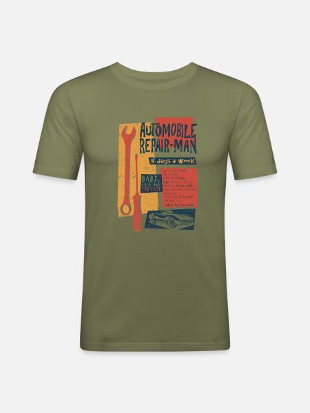Automobile Repairman - Männer Slim Fit T-Shirt - Khaki Grün