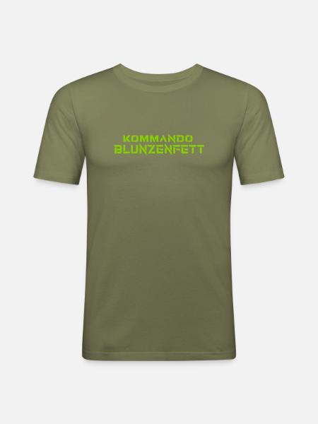 Kommando Blunzenfett - Austrian Slang - Männer Slim Fit T-Shirt - Khaki Grün