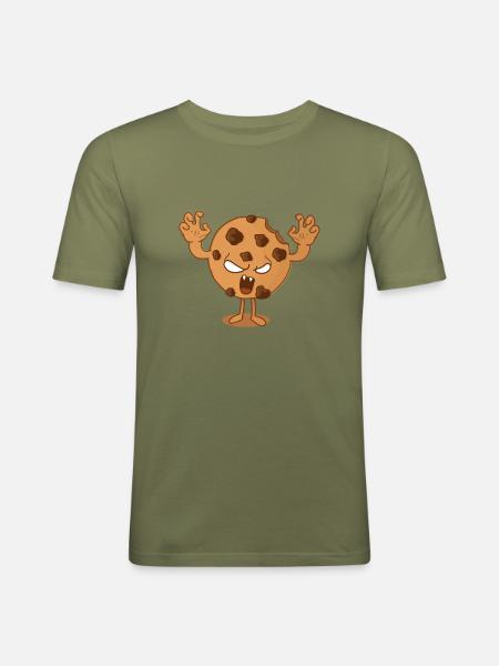 Keks-Monster - Männer Slim Fit T-Shirt - Khaki Grün