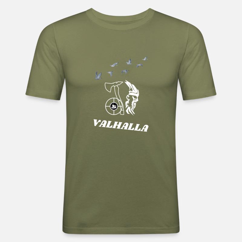 Vikings Valhalla - Männer Slim Fit T-Shirt - Khaki Grün