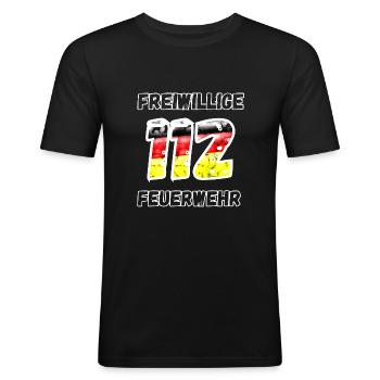 Feuerwehr 112 - Männer Slim Fit T-Shirt - Schwarz - Vorne - Nik (191cm)