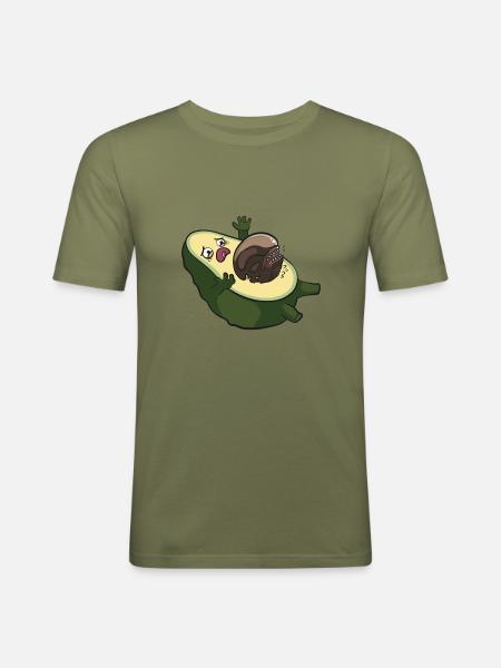 Avocado Alien Aliens Funny Ufo Cinema Movie Gift - Men's Slim Fit T-Shirt - khaki green
