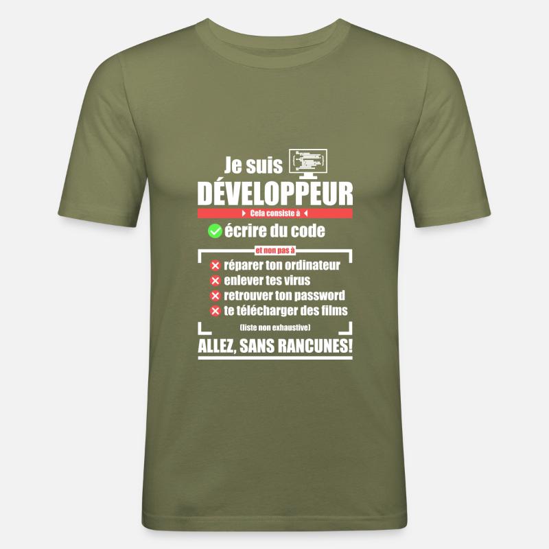 I am a developer - Men's Slim Fit T-Shirt - khaki green
