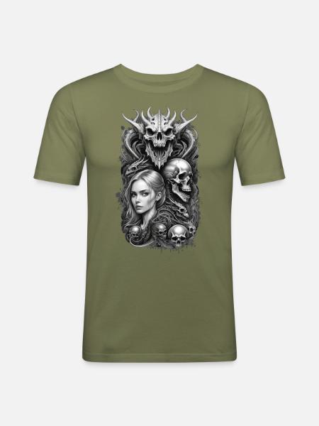 Né en gris - T-shirt près du corps Homme - vert kaki