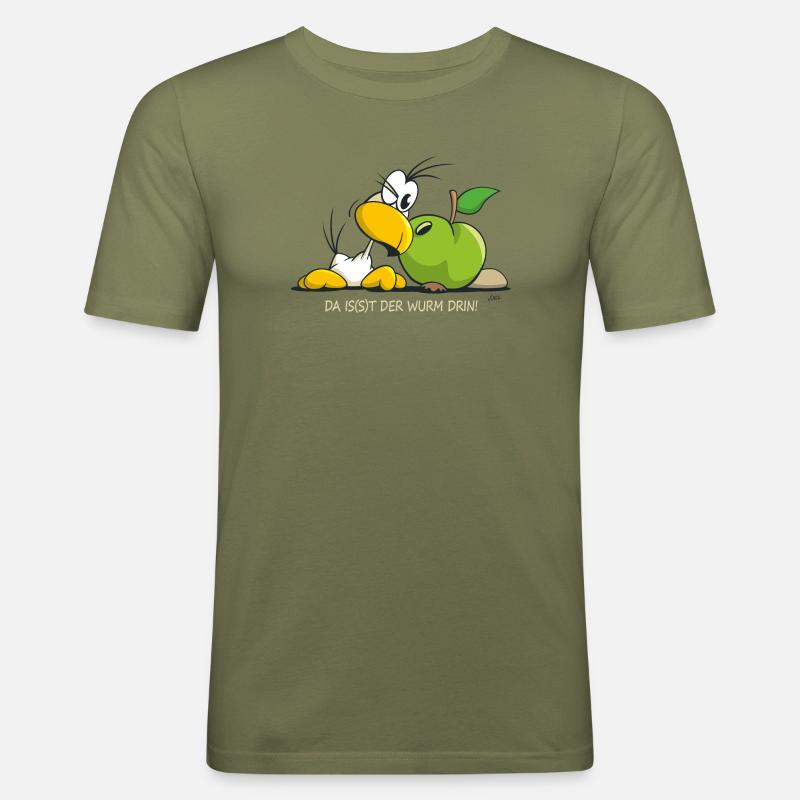 SITO - Da is(s)t der Wurm drin! - Männer Slim Fit T-Shirt - Khaki Grün