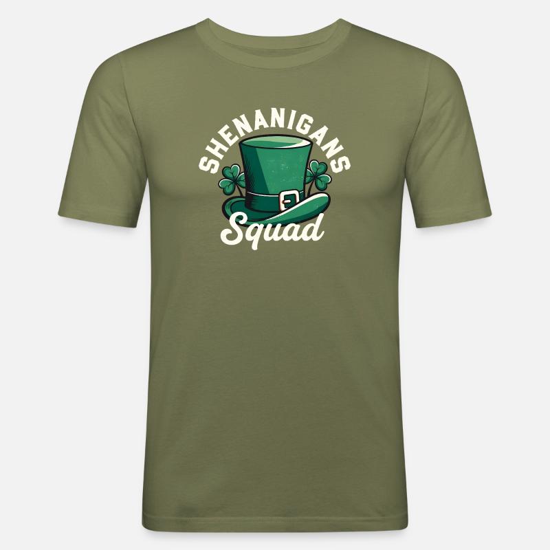 Shenanigans Squad Leprechaun-Hut - Männer Slim Fit T-Shirt - Khaki Grün