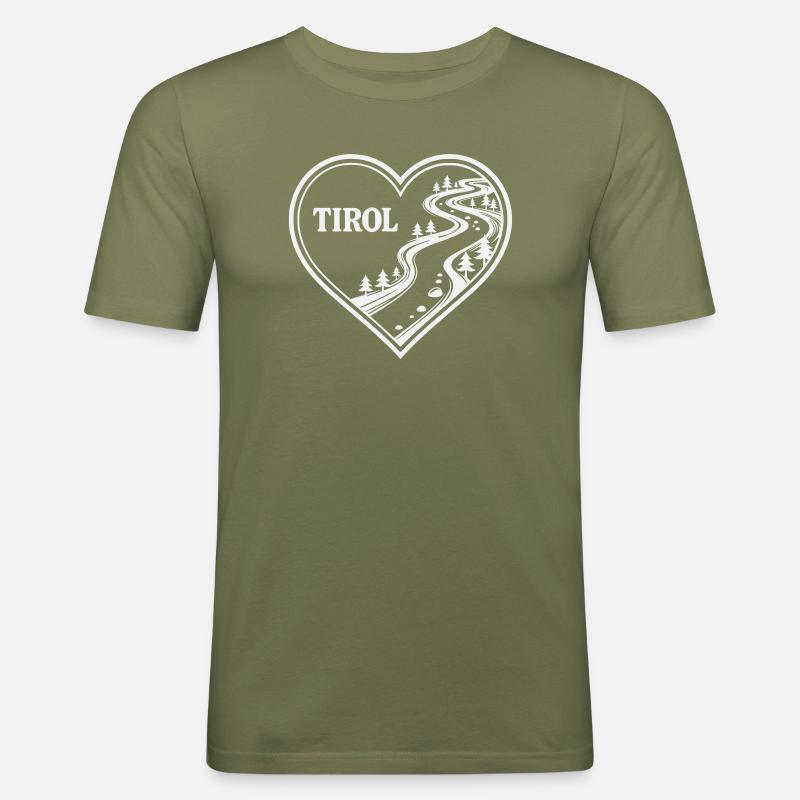 Tirol Herz Alpenweg - Männer Slim Fit T-Shirt - Khaki Grün