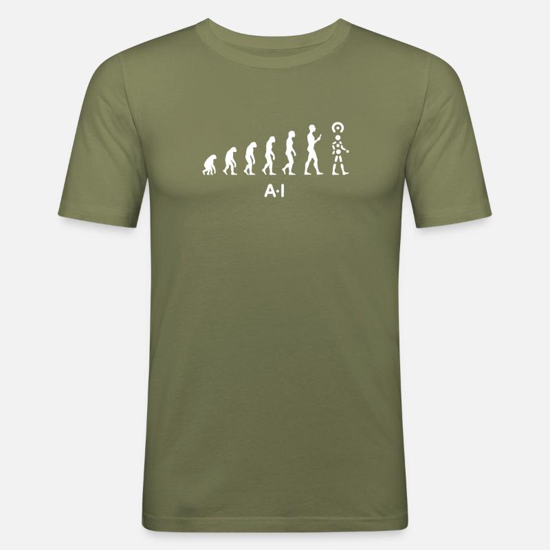 Évolution de l’IA – Intelligence artificielle - T-shirt près du corps Homme - vert kaki