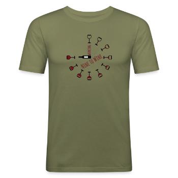 Working nine to wine - Arbeiten von Neun bis Wein - Männer Slim Fit T-Shirt - Khaki Grün - Vorne - Jaron (178cm)
