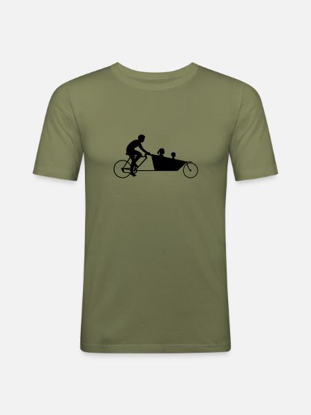 Lastcykel cykelfamilie far gave idé - Herre Slim Fit T-Shirt - kakigrøn