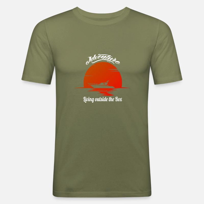 Motorboot Boot Design Retro - Männer Slim Fit T-Shirt - Khaki Grün