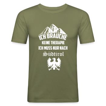 Südtirol - Männer Slim Fit T-Shirt - Khaki Grün - Vorne - Jaron (178cm)