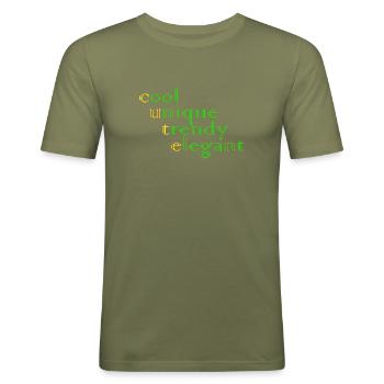 cute - Männer Slim Fit T-Shirt - Khaki Grün - Vorne - Jaron (178cm)