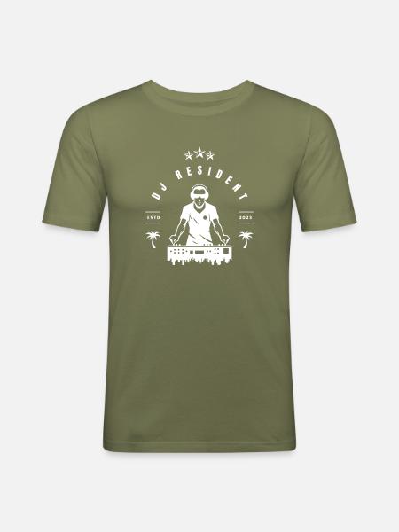 Stylisches Resident-DJ-Logo - Männer Slim Fit T-Shirt - Khaki Grün