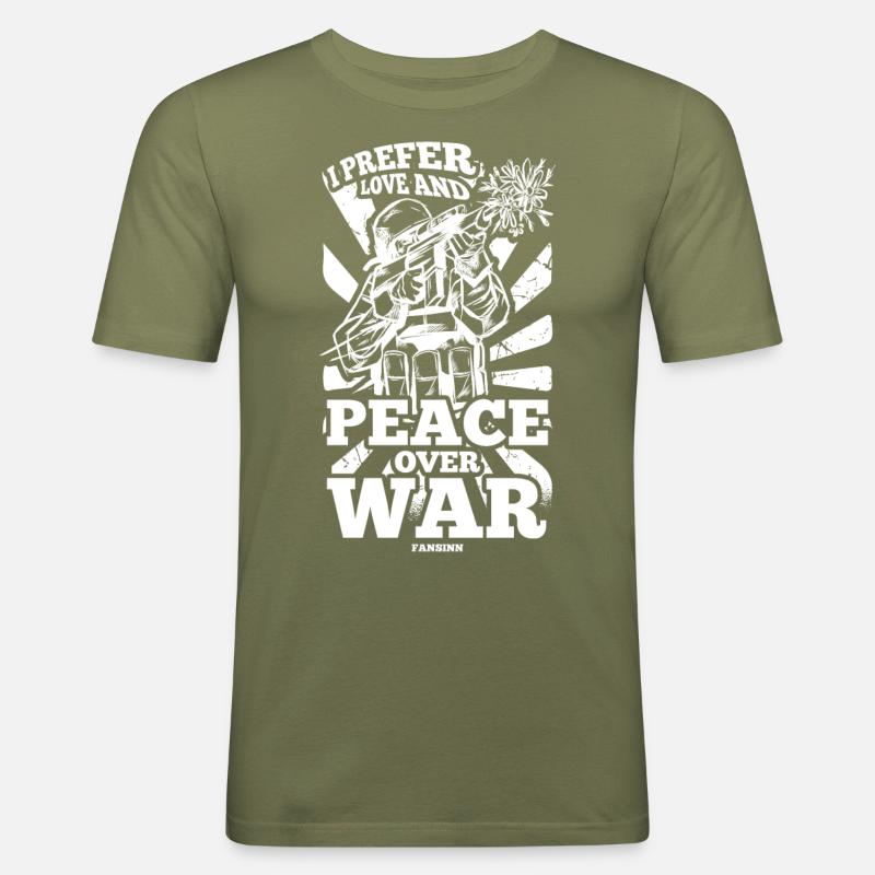Frieden Liebe Statement - Männer Slim Fit T-Shirt - Khaki Grün