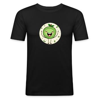 Kiwi joyeux - T-shirt près du corps Homme - noir - Devant - Nik (191cm)