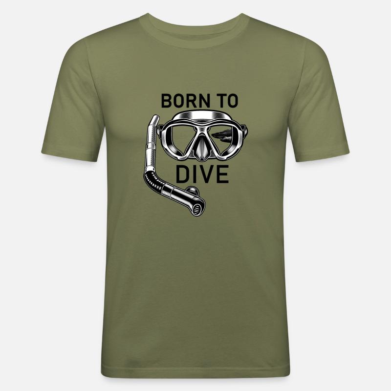 Born to dive - Männer Slim Fit T-Shirt - Khaki Grün
