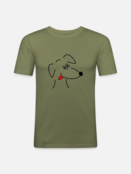 Funny dog's head - Men's Slim Fit T-Shirt - khaki green
