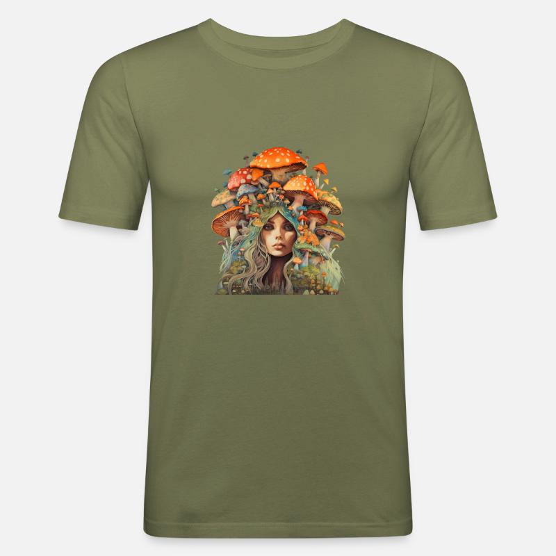 Mutter der Fliegenpilze - Mutter Erde - Männer Slim Fit T-Shirt - Khaki Grün