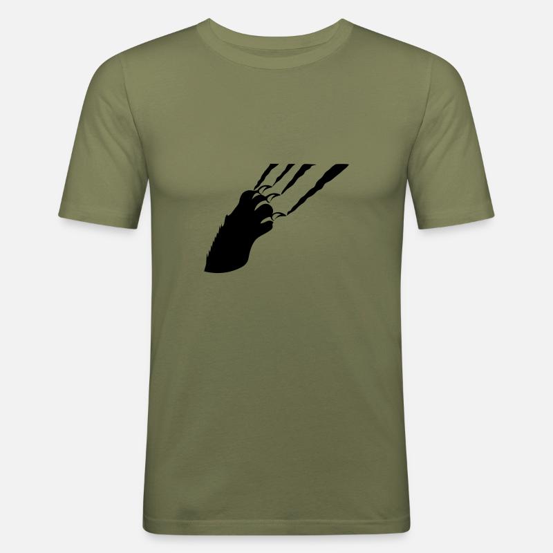 griffe de l'animal - T-shirt près du corps Homme - vert kaki