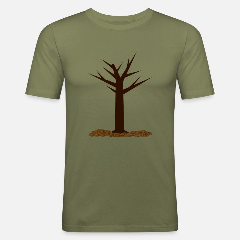 Herbstbaum - Männer Slim Fit T-Shirt - Khaki Grün