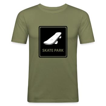 SKATE PARK - Men's Slim Fit T-Shirt - khaki green - Front - Jaron (178cm)