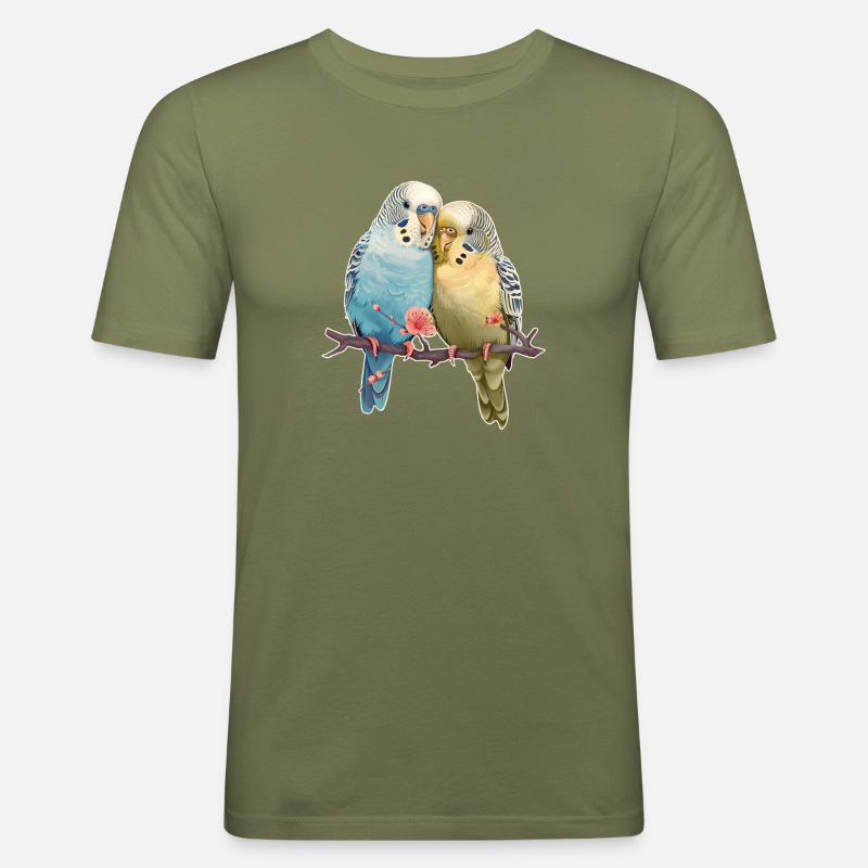 Wellensittiche - Männer Slim Fit T-Shirt - Khaki Grün