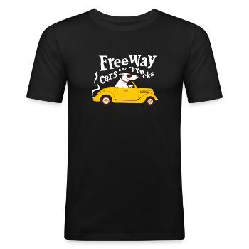 Chien dans la voiture - T-shirt près du corps Homme - noir - Devant - Nik (191cm)