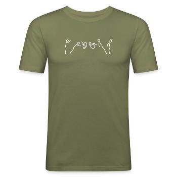 iYpsilon Salto - Männer Slim Fit T-Shirt - Khaki Grün - Vorne - Jaron (178cm)