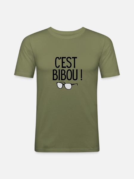 c'est bibou - T-shirt près du corps Homme - vert kaki