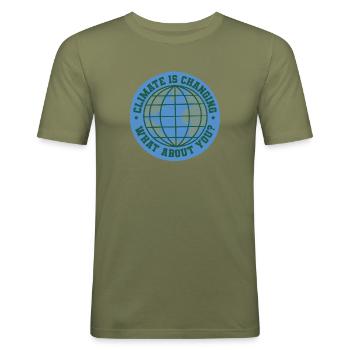 Le climat change ce qui vous concerne - Changement climatique - T-shirt près du corps Homme - vert kaki - Devant - Jaron (178cm)