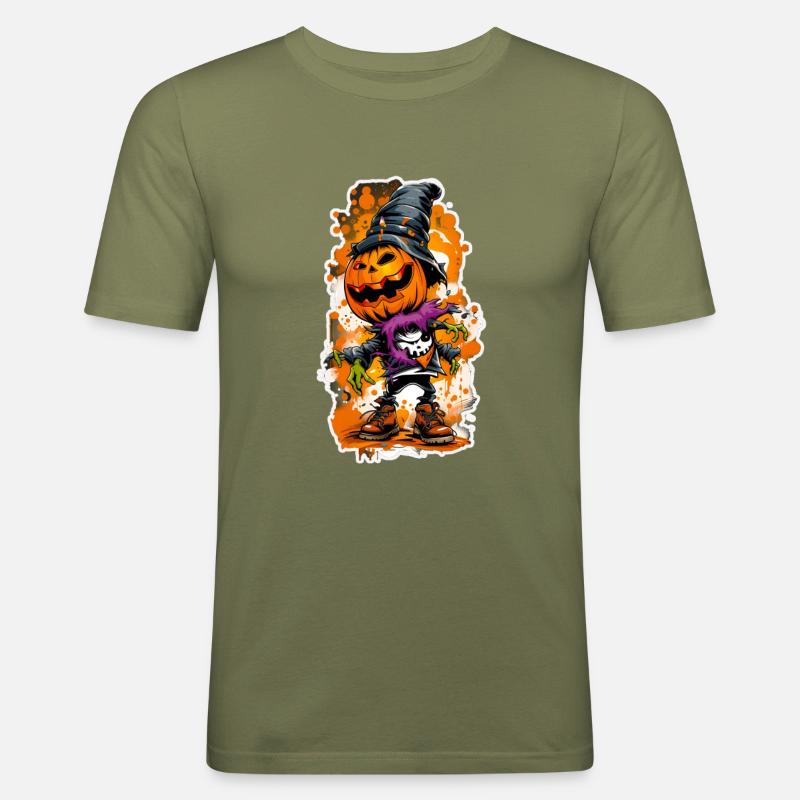 Jack o Lantern 02 - Männer Slim Fit T-Shirt - Khaki Grün