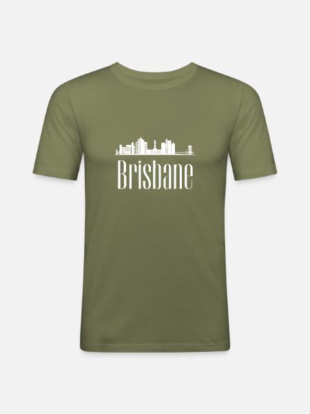 Brisbane Australien - Männer Slim Fit T-Shirt - Khaki Grün