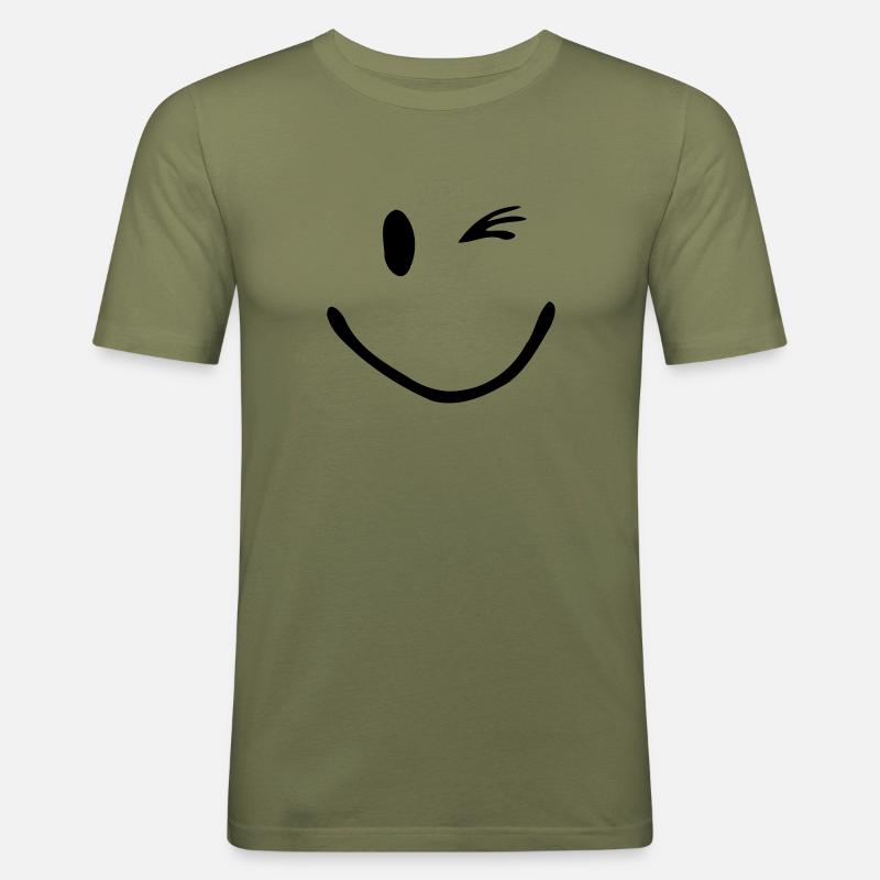 Zwinker Smiley - Männer Slim Fit T-Shirt - Khaki Grün