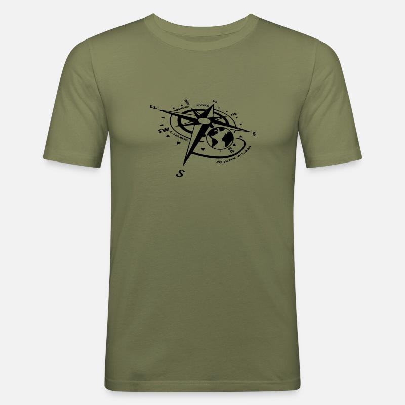 Kompass Weg Ziel Bstyled Freizeitmode - Männer Slim Fit T-Shirt - Khaki Grün