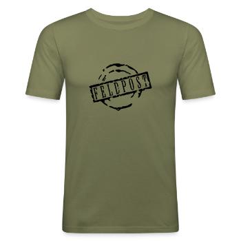 feldpost_vec_2 en - Men's Slim Fit T-Shirt - khaki green - Front - Jaron (178cm)