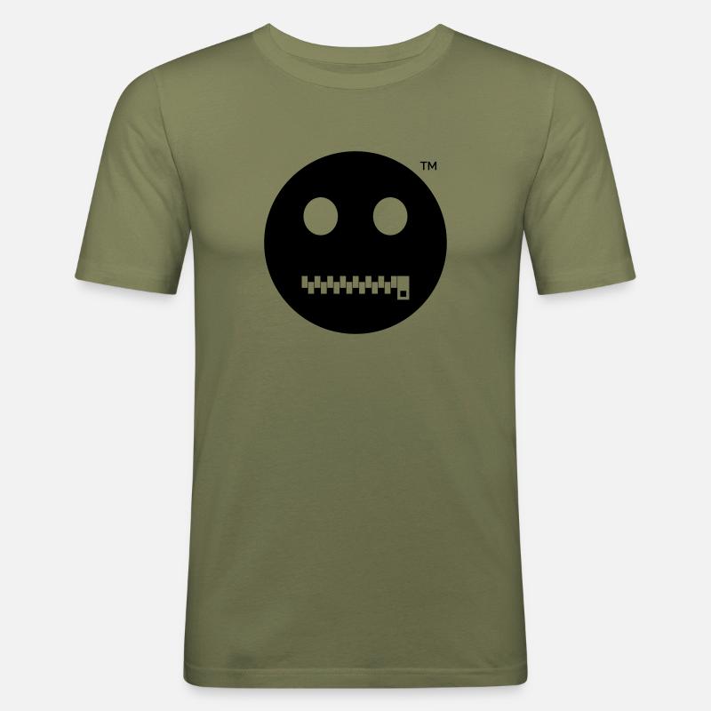 Smiley Shut up - Sei Still - Männer Slim Fit T-Shirt - Khaki Grün