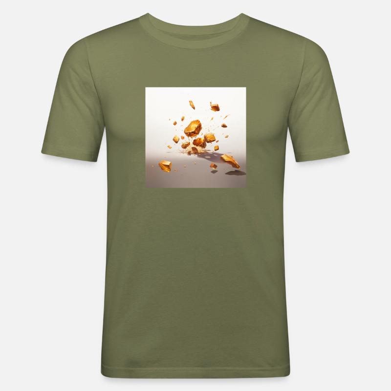 Goldnugget falling down - Männer Slim Fit T-Shirt - Khaki Grün
