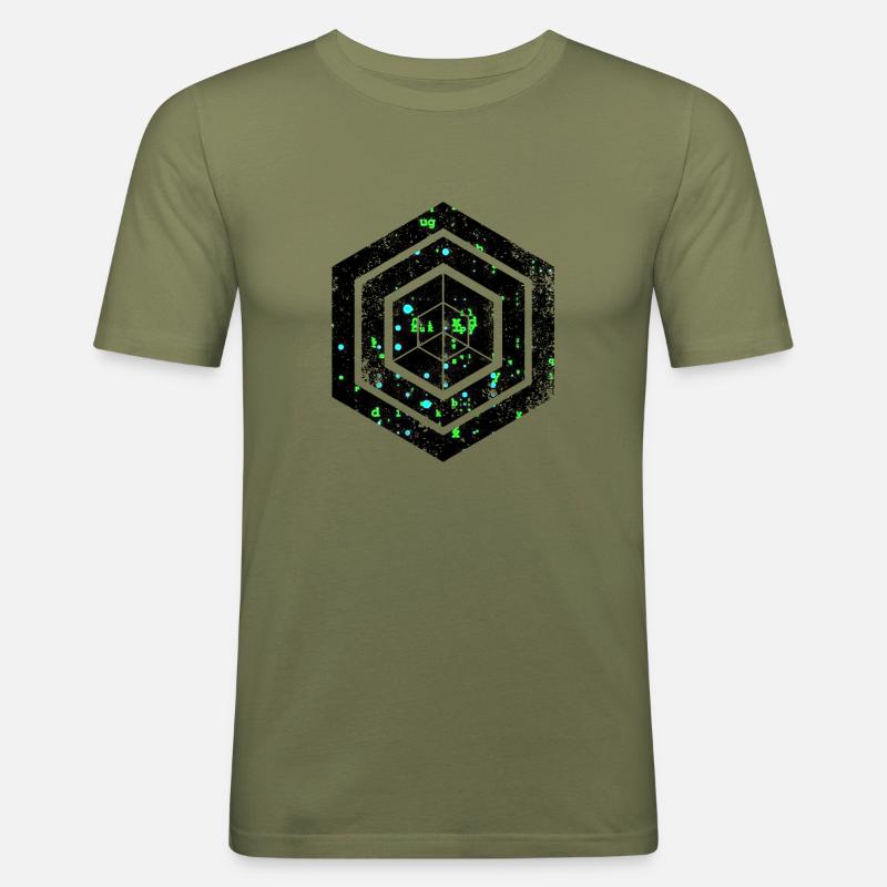 Hexagon-Programmierung Programmierer Codierung geometrisch - Männer Slim Fit T-Shirt - Khaki Grün