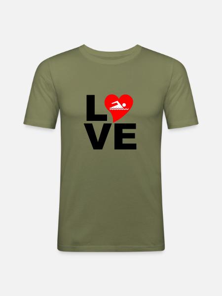 swimming love - Men's Slim Fit T-Shirt - khaki green