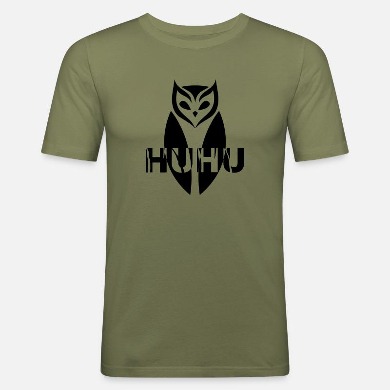 GOWILD Eule - HuHu - Männer Slim Fit T-Shirt - Khaki Grün