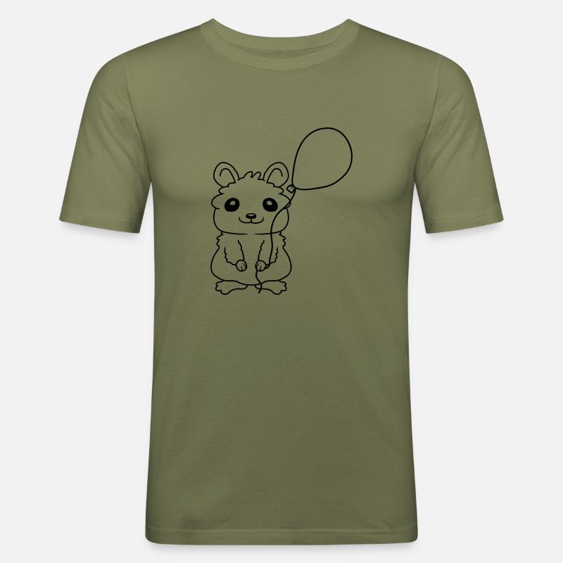 Hamster Balloon Gift Idea Comic - Men's Slim Fit T-Shirt - khaki green