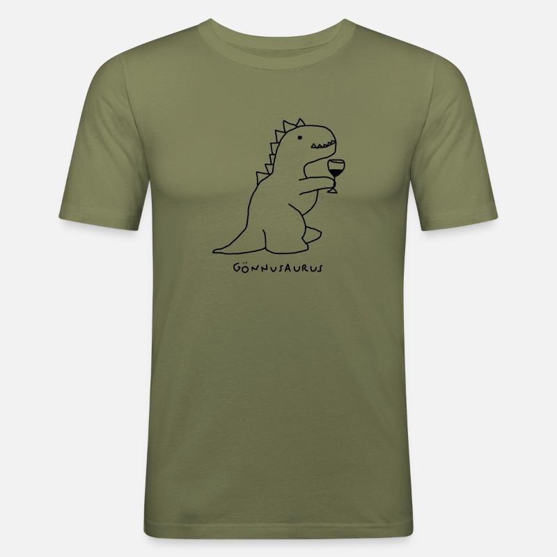 Gönnusaurus Rex - Männer Slim Fit T-Shirt - Khaki Grün