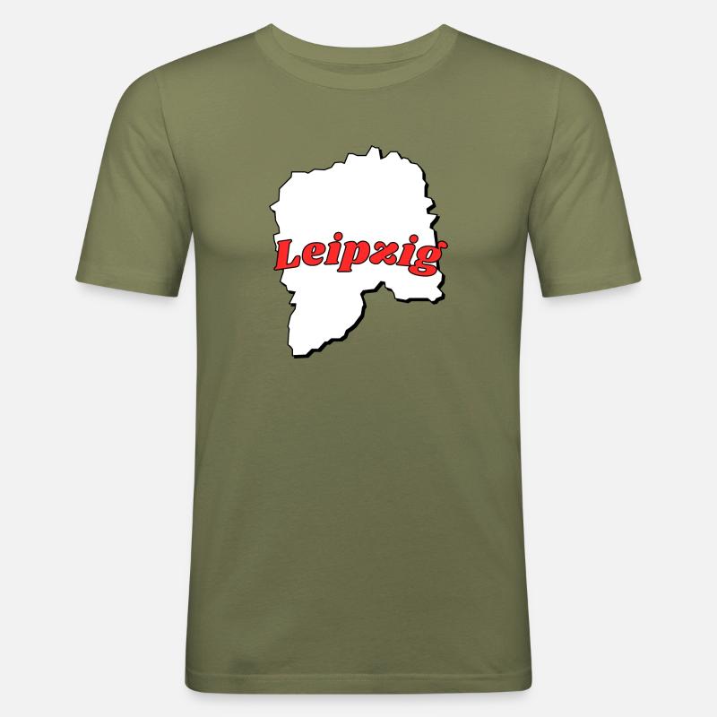 Leipzig - Männer Slim Fit T-Shirt - Khaki Grün