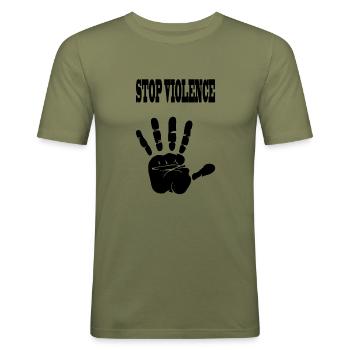 Die Gewalt zu stoppen - Männer Slim Fit T-Shirt - Khaki Grün - Vorne - Jaron (178cm)