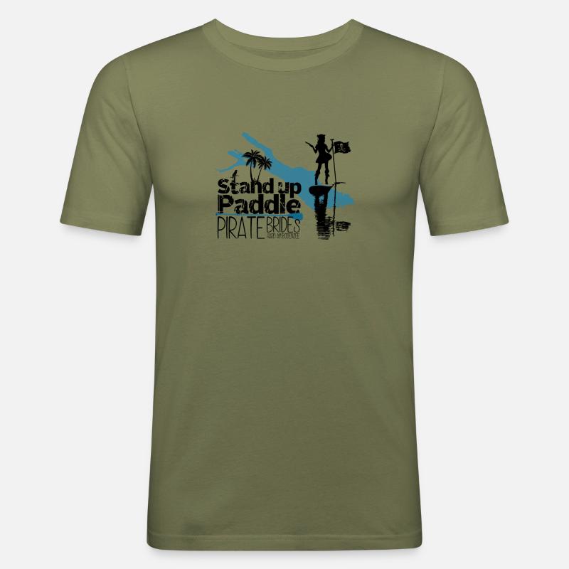 SUP Pirate Brides Bodensee - Männer Slim Fit T-Shirt - Khaki Grün