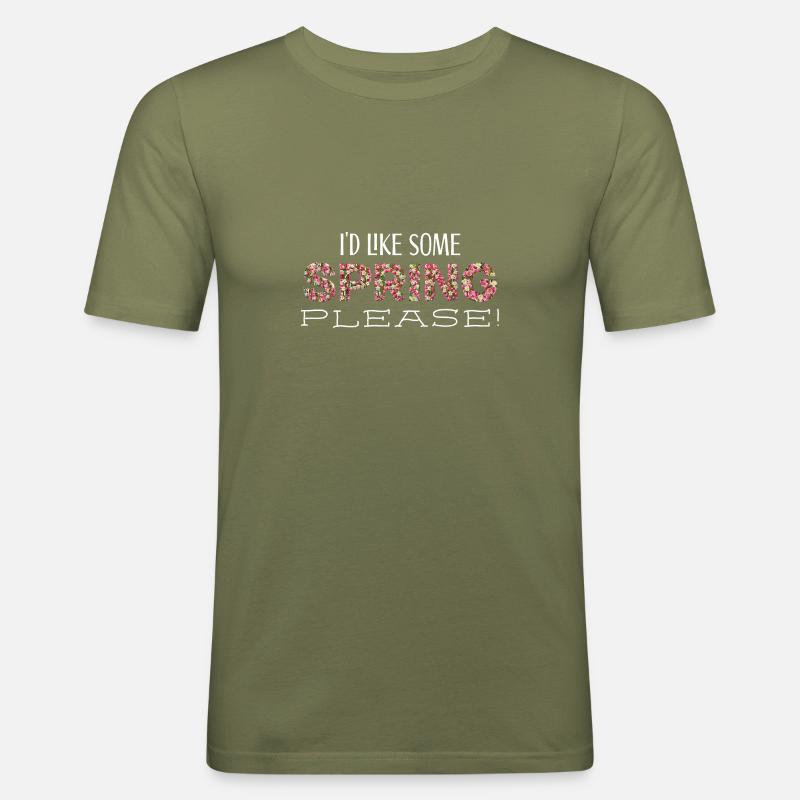 spring please ws - Männer Slim Fit T-Shirt - Khaki Grün