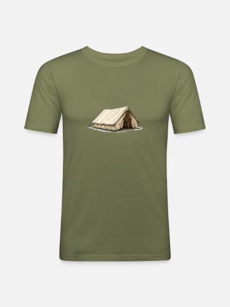 Klassisches A-Frame Zelt - Männer Slim Fit T-Shirt - Khaki Grün