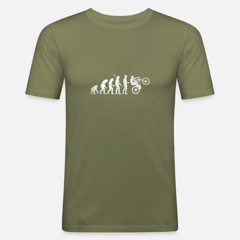Evolution Mountainbiker - MTB Mountainbike - Männer Slim Fit T-Shirt - Khaki Grün