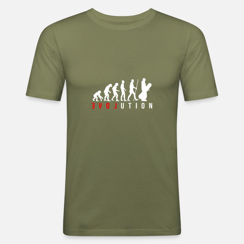 Snowboard Evolution - Männer Slim Fit T-Shirt - Khaki Grün